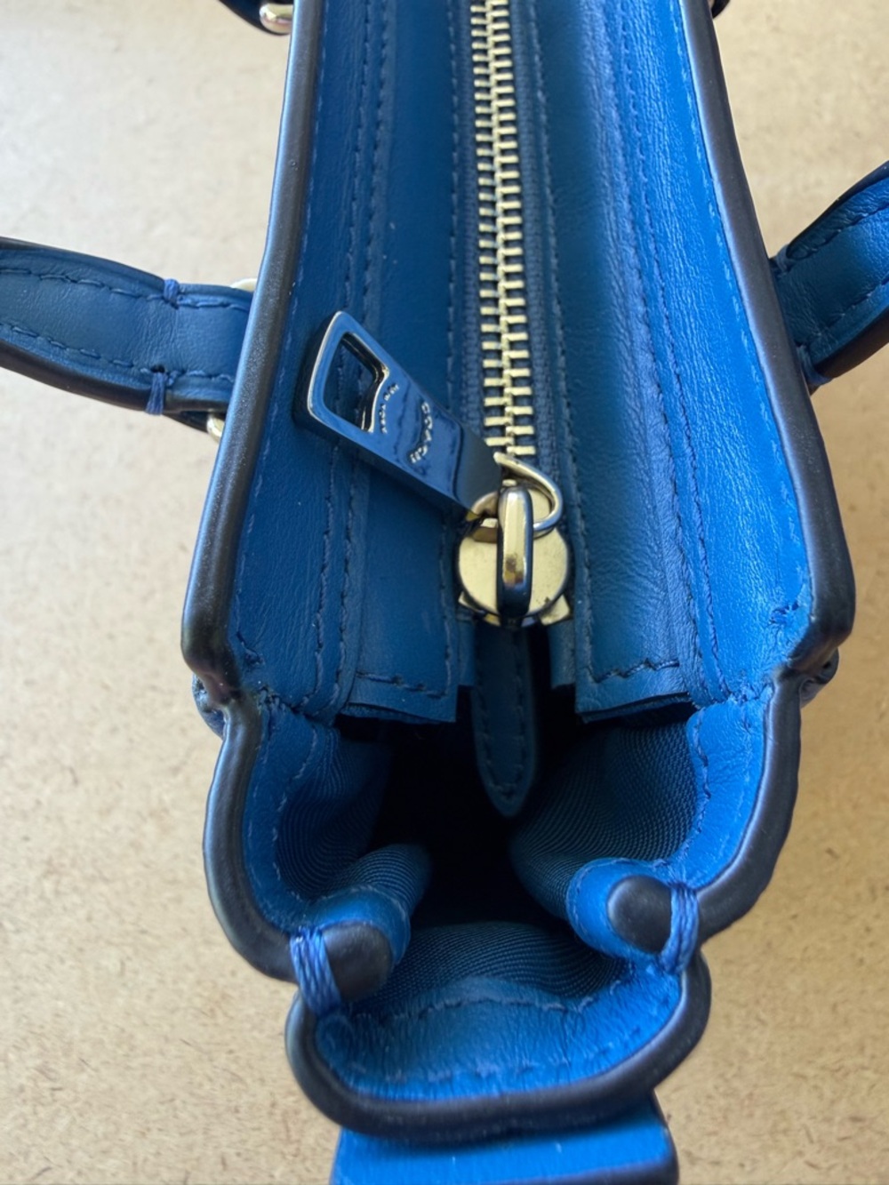 Coach Blue Studded Leather Rogue Satchel Silver Rivets NWT Crossbody Bag - Picture 6 of 15